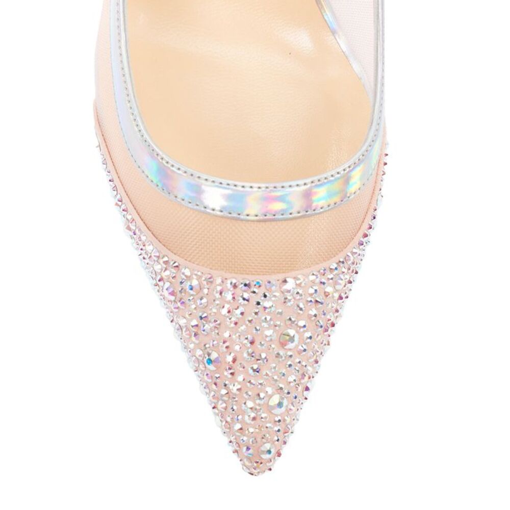 CHRISTIAN LOUBOUTIN Galavati Strass silver iridescent mesh crystal heels EU36.5 - Picture 7 of 10